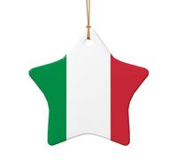 Phayah Italian Flag Pattern Ceramic Star Shape Xmas Tree Ornament New Year Home Souvenirs For Gatherings Hanging Decoration