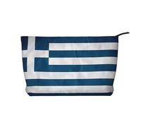 PHAYAH Italy Flag Patterned Cosmetic Bag Portable Large Capacity Cosmetic Bag Corduroy Zipper Toiletry Bag Travel Bag, Greek Flag, One Size