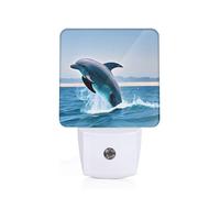PHAYAH Jumping Up Dolphins Pattern Led Night Light Decor Nightlights for Bedroom, Bathroom Hallway, Kitchen, with Dusk to Dawn Auto Sensors