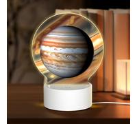 PHAYAH Jupiter Landscape Pattern Night Light Round Led Ligh Base with USB Cable Adjustable 3 Colors for Adults Child Room Bedroom