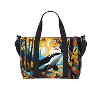 Phayah Killer Whale In The Woods Travel Duffle Bag Weekender Overnight Gym Tote For Women Girls Shoulder Bag Workout Water Resistant, Black, One Size