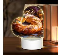 PHAYAH King Cake Pattern Heart Shape Acrylic Night Light Adult Baby Room Light White Light Warm Light Warm White Light