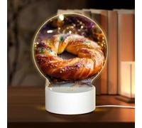PHAYAH King Cake Pattern Round Acrylic Night Light Adult Baby Room Light White Light Warm Light Warm White Light