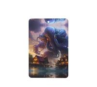 Phayah King Octopus Coming Ashore Pattern Lavender Scent Car Air Freshener Rectangle Card Hanging Hanging Scented Card 4 Pcs For Cars Closet Drawer