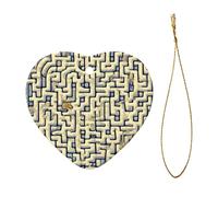 Phayah Labyrinth Treasure Map Pattern Ceramic Ornament Christmas Holidays Heart Shape Shaped Porcelain Christmas Tree Hanging