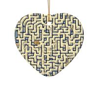 Phayah Labyrinth Treasure Map Pattern Hristmas Ceramic Heart Shape Pendant Christmas Tree Ornaments Homefor Gatherings Decoration