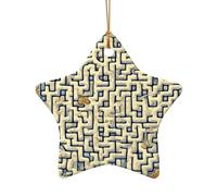 Phayah Labyrinth Treasure Map Pattern Hristmas Ceramic Star Shape Pendant Christmas Tree Ornaments Homefor Gatherings Decoration