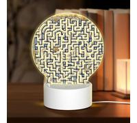 PHAYAH Labyrinth Treasure Map Pattern Round Decorative Night Lights with USB Plug in Table Lamp with 3 Light Modes Adjustable for Bedroom Living Room Cafe