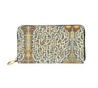 PHAYAH Labyrinth Treasure Map Pattern Wallet Women Leather Wallet Credit Card Holder Clutch Long Ladies Billfold