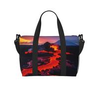 Phayah Lava Fire Sea Travel Duffle Bag Weekender Overnight Gym Tote For Women Girls Shoulder Bag Workout Water Resistant, Black, One Size, Black, One Size