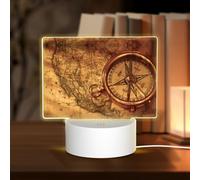 PHAYAH Law of The Compass Navigation Pattern Acrylic Night Light with USB Port Touch Switch Birthday Thanksgiving Presents for Family Friends