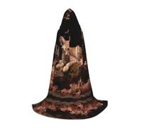 PHAYAH Leopard Cat In A Dead Tree Pattern Halloween Witch Witchcraft Hooded Robe Cape Christmas Hoodie Cosplay Masquerade Party Dress Gift Costume Small