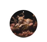 Phayah Leopard Cat In A Dead Tree Pattern Lavender Scent Car Air Freshener Round Shape Card Hanging Hanging Scented Card 6 Pcs For Cars Closet Drawer