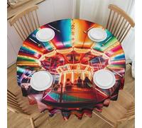 PHAYAH Lighted Carousel Pattern Tablecloth Laciness Round 60 Inch Table Fabric Farmhouse Decorative for Holiday Home Party Buffet Party