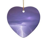 Phayah Lightning Storm Pattern Ceramic Heart Shape Xmas Tree Ornament New Year Home Souvenirs For Gatherings Hanging Decoration