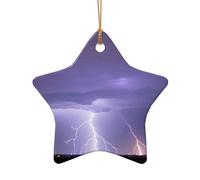 Phayah Lightning Storm Pattern Ceramic Star Shape Xmas Tree Ornament New Year Home Souvenirs For Gatherings Hanging Decoration