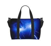 Phayah Lightning Storm Travel Duffle Bag Weekender Overnight Gym Tote For Women Girls Shoulder Bag Workout Water Resistant, Black, One Size, Black, One Size