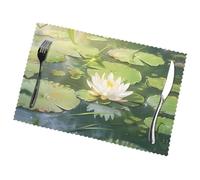 Phayah Lily Pattern Table Placemats Set Of 6 12 X 18 Inch Placemats, For Holiday Parties Kitchen Table Decorations