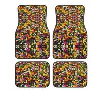 Phayah Little Daisy Round Print Car Floor Mats 4 Pieces Auto Interior Rugs Carpet Universal Vehicle Floor Protection Rugs Car Accessories