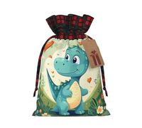 PHAYAH Little Dinosaur In Green Grass Pattern Drawstring Christmas Bags Xmas Gift Bags Xmas Candy Bags Treat Pouch Bags Party Favor Bags Small