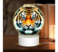 PHAYAH Little Fat Tiger Head Pattern Round Decorative Night Lights with USB Plug in Table Lamp with 3 Light Modes Adjustable for Bedroom Living Room Cafe