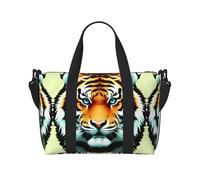 Phayah Little Fat Tiger Head Travel Duffle Bag Weekender Overnight Gym Tote for Women Girls Shoulder Bag Workout Water Resistant