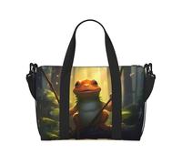 Phayah Little Frog Swinging Travel Duffle Bag Weekender Overnight Gym Tote For Women Girls Shoulder Bag Workout Water Resistant, Black, One Size, Black, One Size
