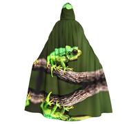 PHAYAH Little Green Lizard Adult Hooded Cloak Neutral Hooded Cloak Masquerade Cosplay Halloween Witch Cloak Christmas Party Robe