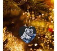 Phayah Little Tiger In Space Pattern Ceramic Heart-Shaped Christmas Tree Ornaments, Family New Year Home Souvenirs For Gatherings