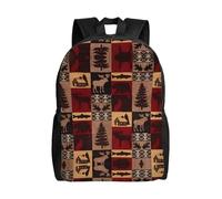 PHAYAH Lodge Bear Deer Fish Pattern Casual Shoulders Classical Basic Travel Backpack Travel And Outdoor Activities