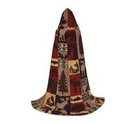 PHAYAH Lodge Bear Deer Fish Pattern Halloween Adult Hooded Robe Cape, Women'S Men'S Halloween Dress Up Party Cosplay Costumes L