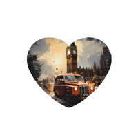 Phayah London Color Taxi Pattern Lavender Scent Car Aroma Heart Shape Hanging Fragrance Tablet Car Interior Fragrance Freshener 4p