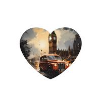 Phayah London Color Taxi Pattern Lavender Scent Car Aroma Heart Shape Hanging Fragrance Tablet Car Interior Fragrance Freshener 6p