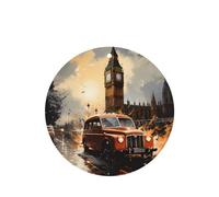Phayah London Color Taxi Pattern Lavender Scent Car Aroma Round Shape Hanging Fragrance Tablet Car Interior Fragrance Freshener 6p