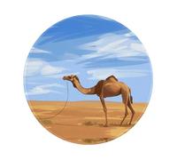 PHAYAH Lonely Camel Pattern, Round Mouse Pad Waterproof Non-Slip Rubber Base Desktop Protection Mat Diameter 7.9 in