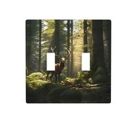 Phayah Lonely Elk Pattern Double Toggle Light Switch Plates Outlet Covers Decorative for Bathroom Bedroom Kitchen 4.5 X 4.5 Inch