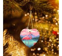 Phayah Lonely Flamingo Pattern Christmas Tree Decoration Heart Ceramics Ornaments Suitable For New Year Home For Gatherings