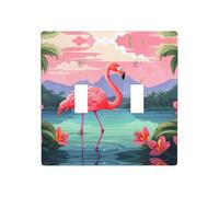 Phayah Lonely Flamingo Pattern Double Toggle Light Switch Plates Outlet Covers Decorative for Bathroom Bedroom Kitchen 4.5 X 4.5 Inch