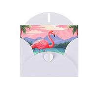 PHAYAH Lonely Flamingo Pattern Holiday Cards (10 Pieces) With White Envelopes, Suitable For Wedding Anniversaries And Party Invitations