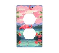 Phayah Lonely Flamingo Pattern Outlet Covers Wall Plate Receptacle Duplex Light Switch Cover Plate Single Dual Plug Electrical Switchplate