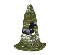 PHAYAH Loon Nature Bird Pattern Hooded Poncho Unisex Christmas Hoodie For Cosplay Halloween Costume Party Masquerade M