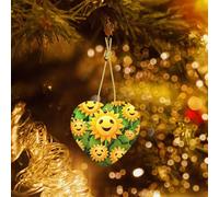 Phayah Lots Of Sunflowers Pattern Christmas Tree Decoration Heart Ceramics Ornaments Suitable For New Year Home For Gatherings