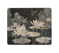 PHAYAH Lotus Flower Dragonfly Pattern Mouse Pads, Portable Wireless Mouse Pad, Non-Slip Rubber Base Laptop Mousepad Smooth Surface for Office & Travel 8.3 X 10.3 in