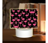 PHAYAH Lovely Pink Flamingos Pattern Acrylic Night Light with USB Port Touch Switch Birthday Thanksgiving Presents for Family Friends