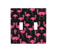 Phayah Lovely Pink Flamingos Pattern Wall Plate Outlet Cover Double Toggle Light Switch Cover Size 4.5x4.5 in for Residential and Commercial Areas