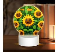 PHAYAH Lovely Sunflower Pattern Round Decorative Night Lights with USB Plug in Table Lamp with 3 Light Modes Adjustable for Bedroom Living Room Cafe
