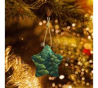 Phayah Lush Green Pines Pattern Christmas Tree Decoration Star Ceramics Ornaments Suitable For New Year Home For Gatherings