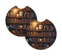 Phayah Magic Bookstore Car Drink Coasters 2 Pack Suitable for Daily Use Self-Driving Tours New Car Gifts First Choice