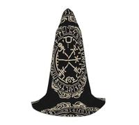 PHAYAH Magical Design Norse Runes Compass Pattern Adult Hooded Cloak For Masquerade Cosplay Halloween Witch Cloak Christmas Party Robe S