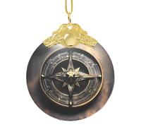 Phayah Magical Design Norse Runes Compass Pattern Christmas Tree Decoration Round Glass Ornaments Suitable For New Year Home For Gatherings Gold Metal Buckle